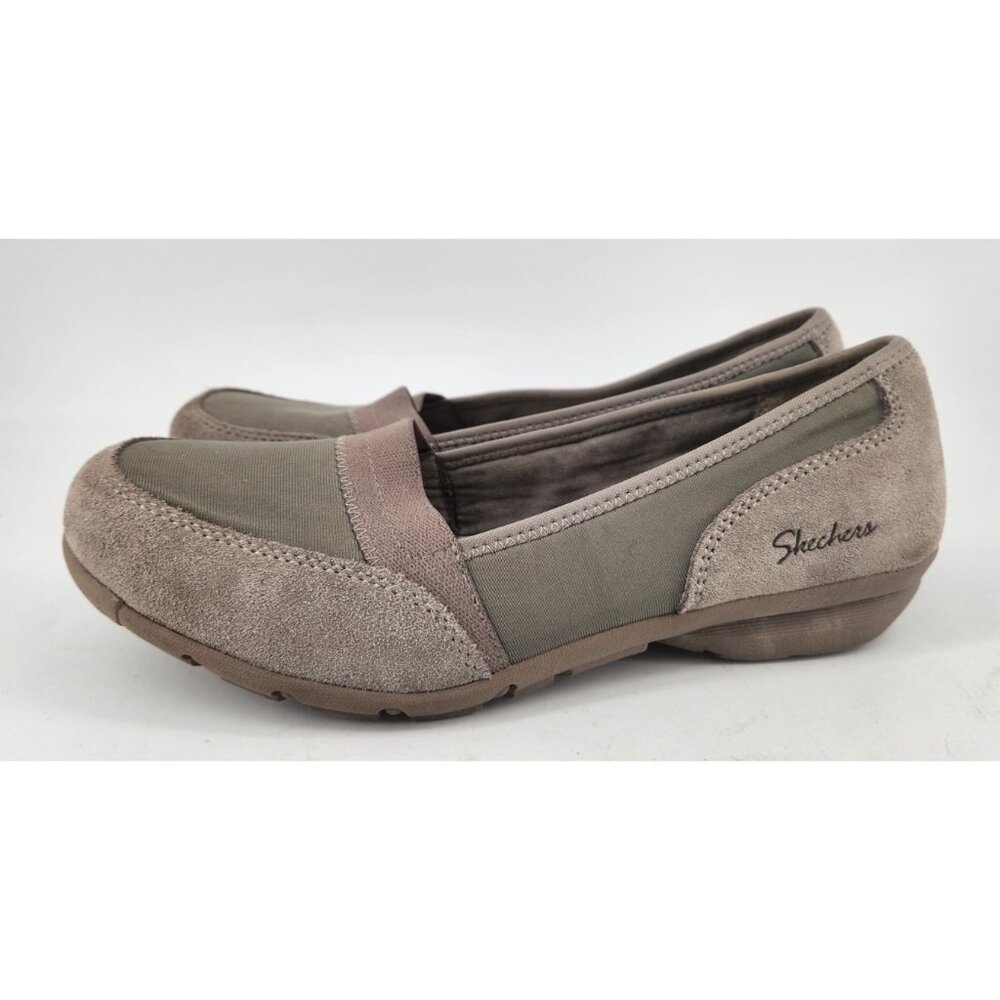 Skechers Women's Size 9.5 Slip On Taupe Leather Casual Comfort Low Top Shoes - Picture 7 of 11